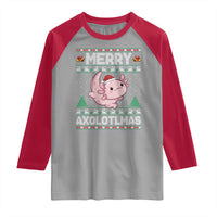 Funny Christmas Axolotl Raglan Shirt Merry Axolotlmas Xmas Salamander - Wonder Print Shop