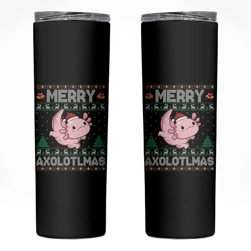 Funny Christmas Axolotl Skinny Tumbler Merry Axolotlmas Xmas Salamander - Wonder Print Shop