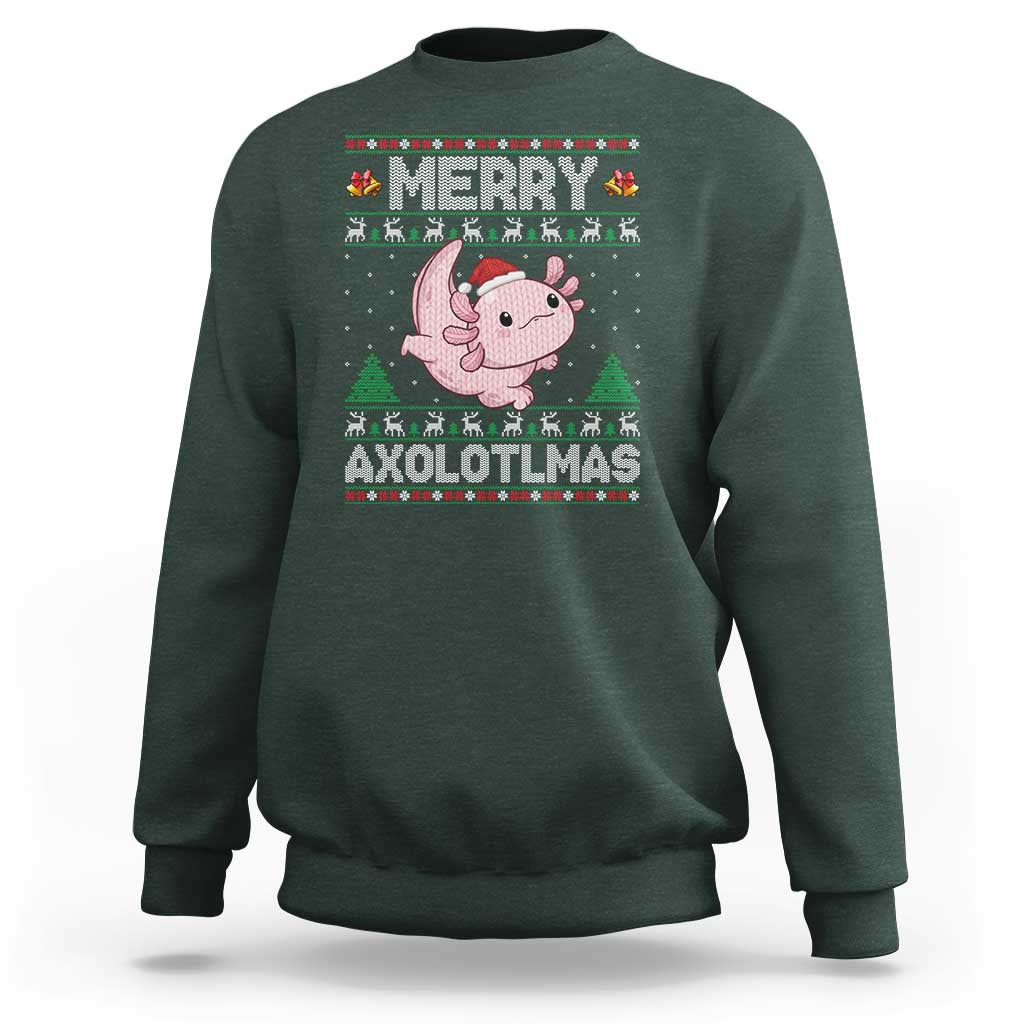 Funny Christmas Axolotl Sweatshirt Merry Axolotlmas Xmas Salamander - Wonder Print Shop