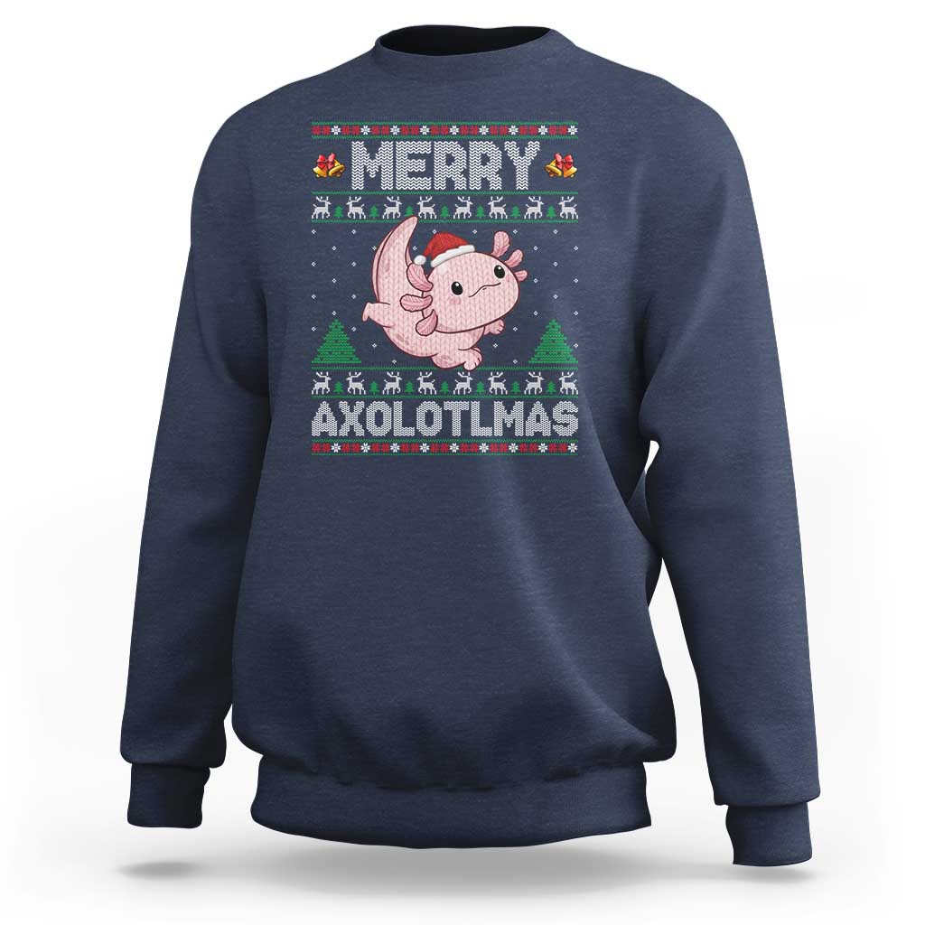 Funny Christmas Axolotl Sweatshirt Merry Axolotlmas Xmas Salamander - Wonder Print Shop