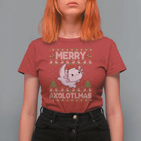 Funny Christmas Axolotl T Shirt For Women Merry Axolotlmas Xmas Salamander - Wonder Print Shop
