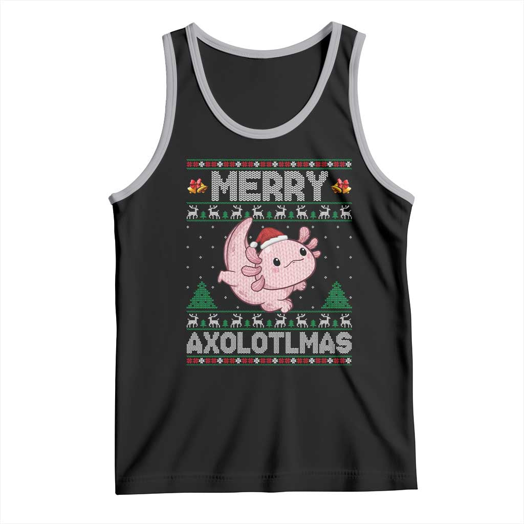 Funny Christmas Axolotl Tank Top Merry Axolotlmas Xmas Salamander - Wonder Print Shop