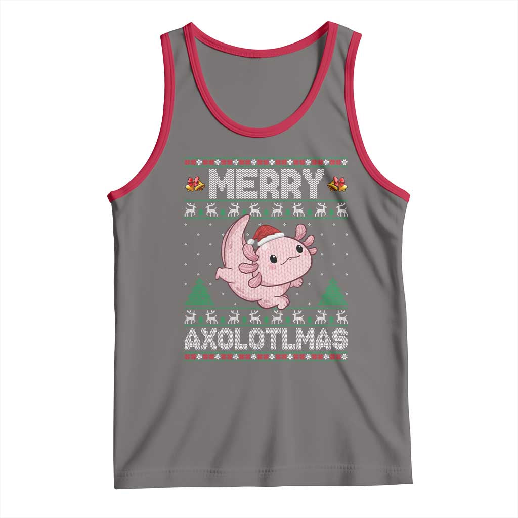 Funny Christmas Axolotl Tank Top Merry Axolotlmas Xmas Salamander - Wonder Print Shop