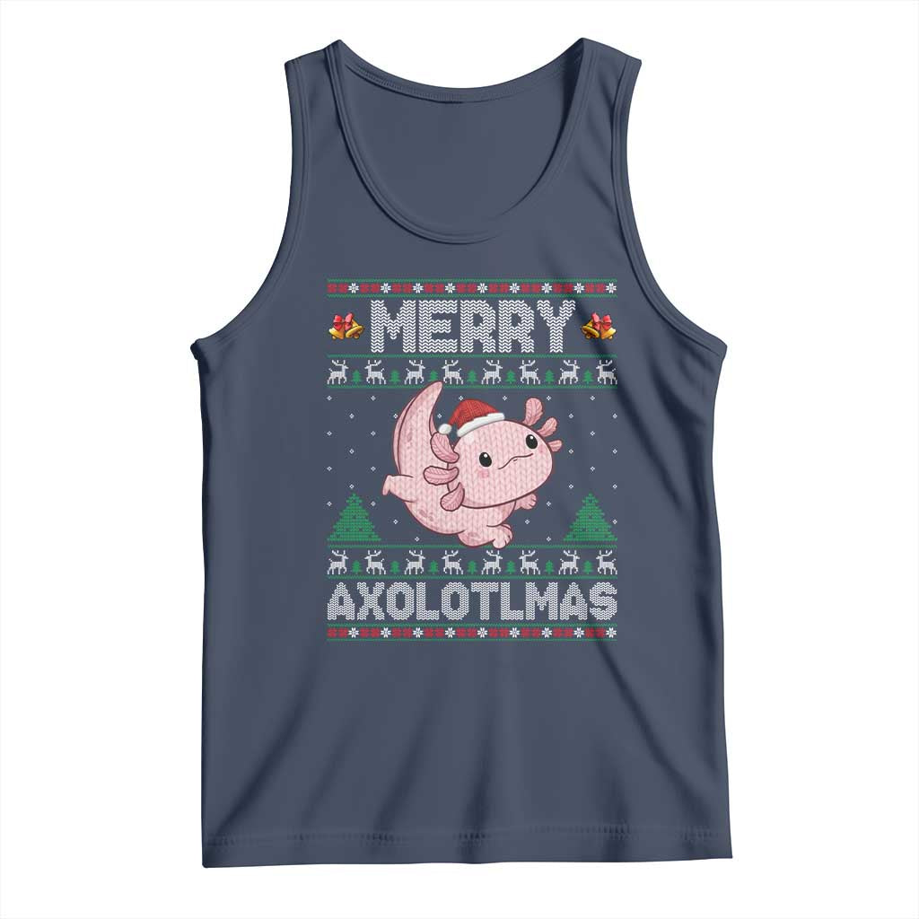 Funny Christmas Axolotl Tank Top Merry Axolotlmas Xmas Salamander - Wonder Print Shop