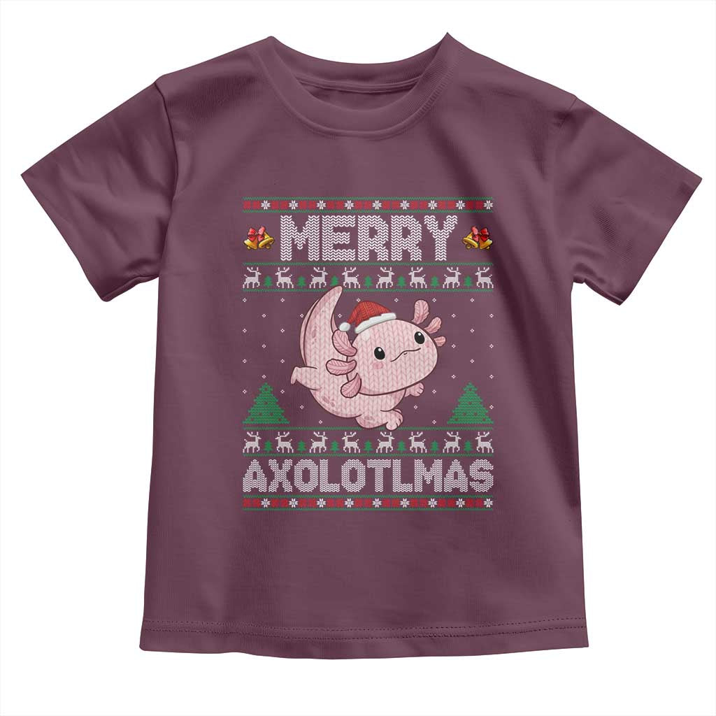 Funny Christmas Axolotl Toddler T Shirt Merry Axolotlmas Xmas Salamander - Wonder Print Shop