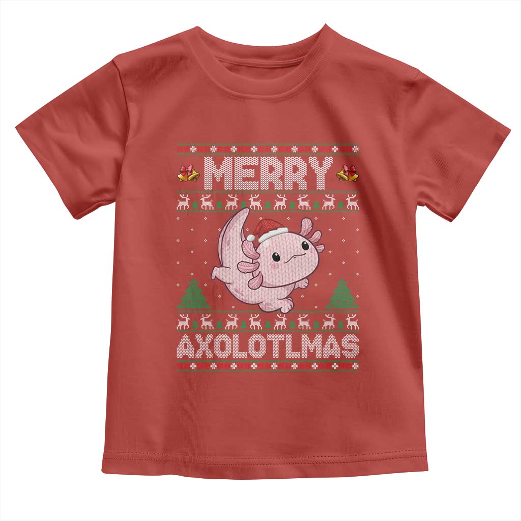 Funny Christmas Axolotl Toddler T Shirt Merry Axolotlmas Xmas Salamander - Wonder Print Shop