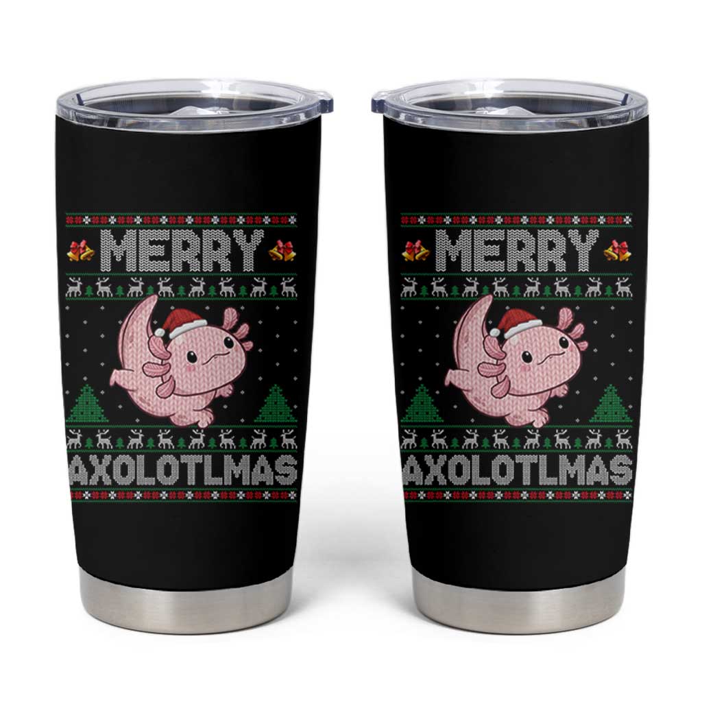 Funny Christmas Axolotl Tumbler Cup Merry Axolotlmas Xmas Salamander - Wonder Print Shop