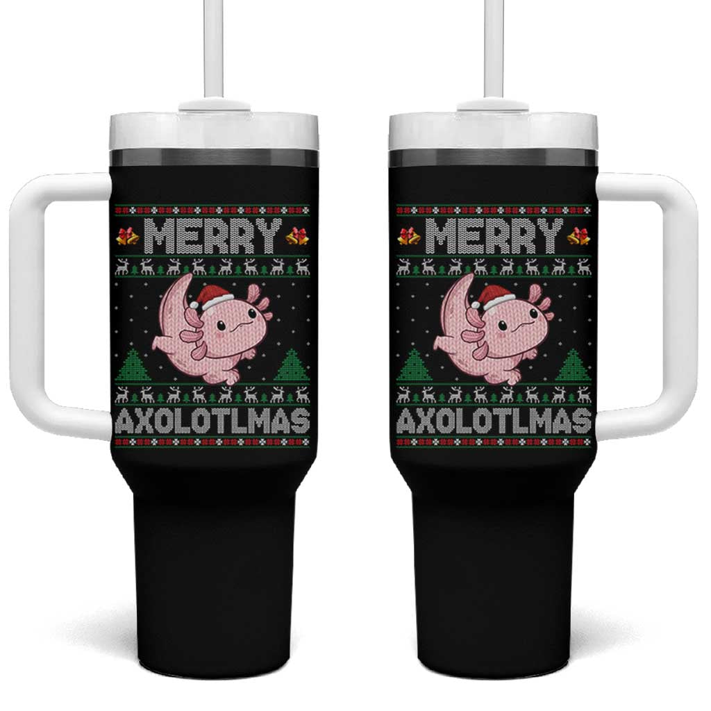 Funny Christmas Axolotl Tumbler With Handle Merry Axolotlmas Xmas Salamander - Wonder Print Shop