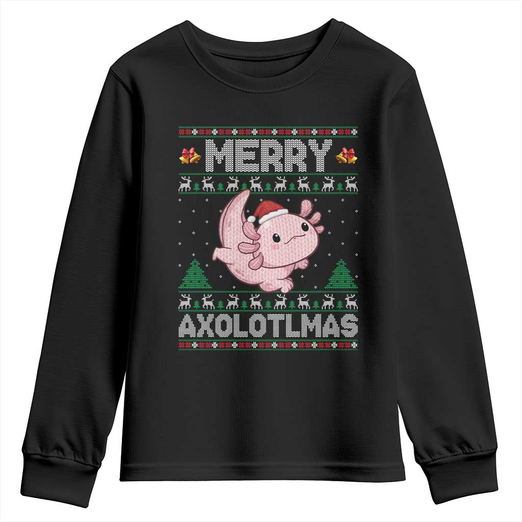 Funny Christmas Axolotl Youth Sweatshirt Merry Axolotlmas Xmas Salamander - Wonder Print Shop
