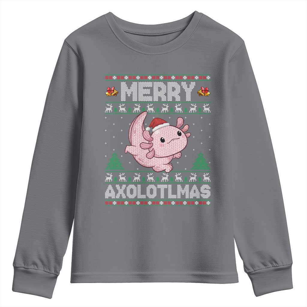 Funny Christmas Axolotl Youth Sweatshirt Merry Axolotlmas Xmas Salamander - Wonder Print Shop