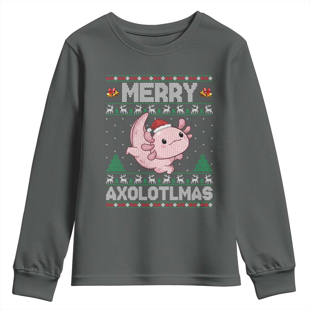 Funny Christmas Axolotl Youth Sweatshirt Merry Axolotlmas Xmas Salamander - Wonder Print Shop