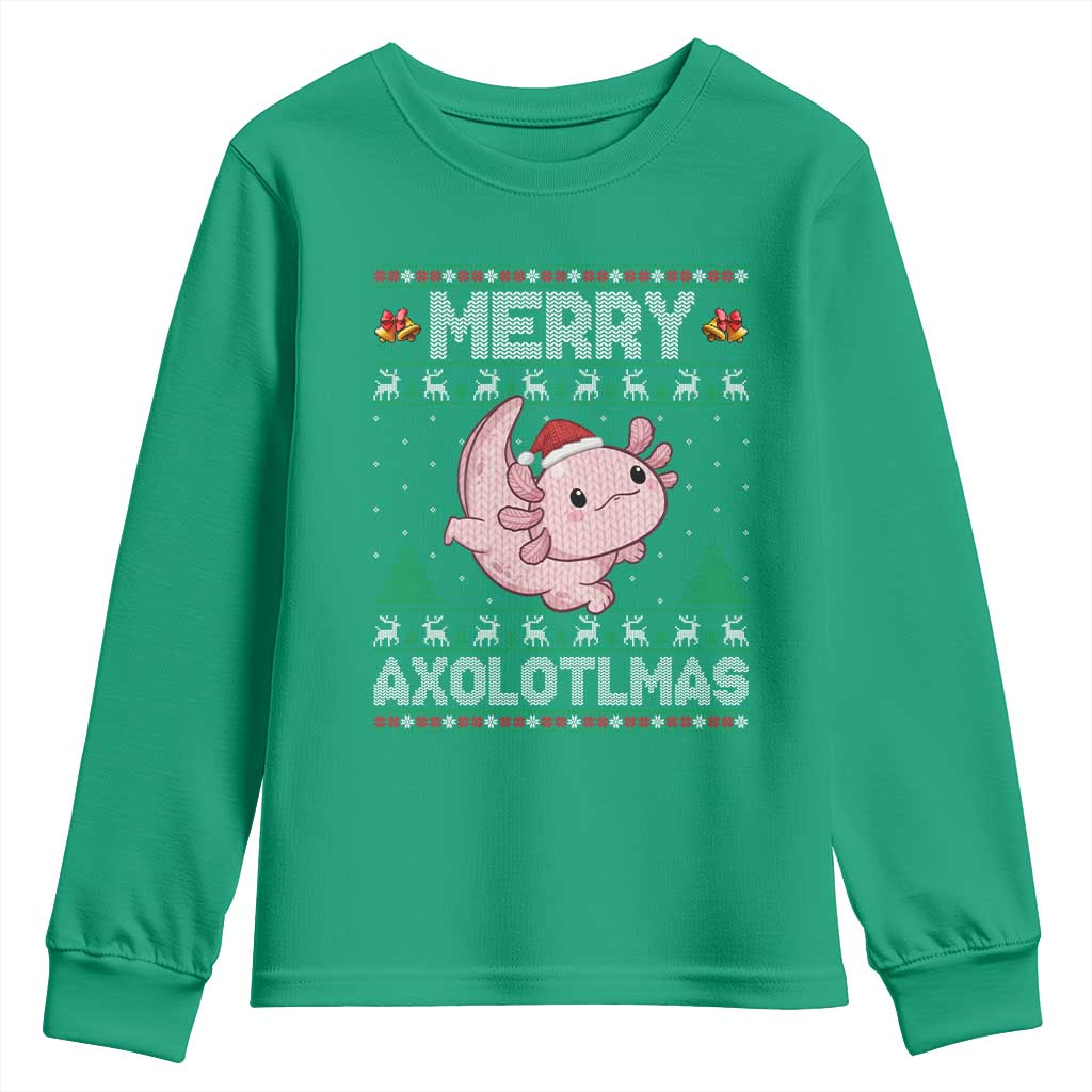 Funny Christmas Axolotl Youth Sweatshirt Merry Axolotlmas Xmas Salamander - Wonder Print Shop