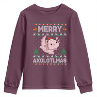 Funny Christmas Axolotl Youth Sweatshirt Merry Axolotlmas Xmas Salamander - Wonder Print Shop