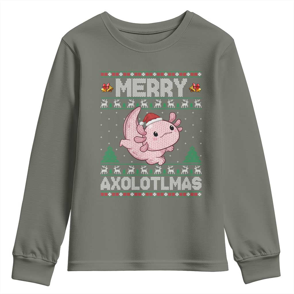 Funny Christmas Axolotl Youth Sweatshirt Merry Axolotlmas Xmas Salamander - Wonder Print Shop