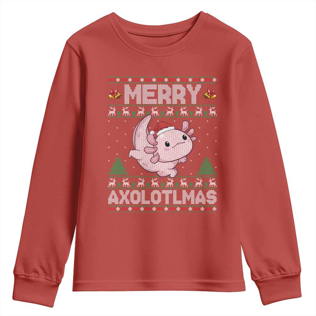 Funny Christmas Axolotl Youth Sweatshirt Merry Axolotlmas Xmas Salamander - Wonder Print Shop