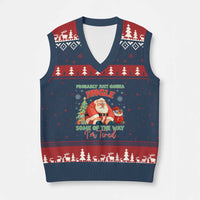 Probably Just Gonna Jingle Some Of The Way I'm Tired V-Neck Knit Sweater Vest Funny Xmas Santa - Wonder Print Shop