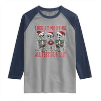 Look At Me Being All Festive And Shit Christmas Raglan Shirt Funny Holiday Xmas Skeleton - Wonder Print Shop