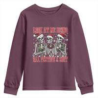 Look At Me Being All Festive And Shit Christmas Youth Sweatshirt Funny Holiday Xmas Skeleton - Wonder Print Shop