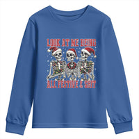 Look At Me Being All Festive And Shit Christmas Youth Sweatshirt Funny Holiday Xmas Skeleton - Wonder Print Shop