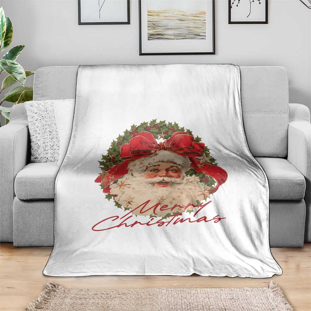 Merry Christmas Vintage Retro Santa Claus Coquette Throw Blanket - Wonder Print Shop