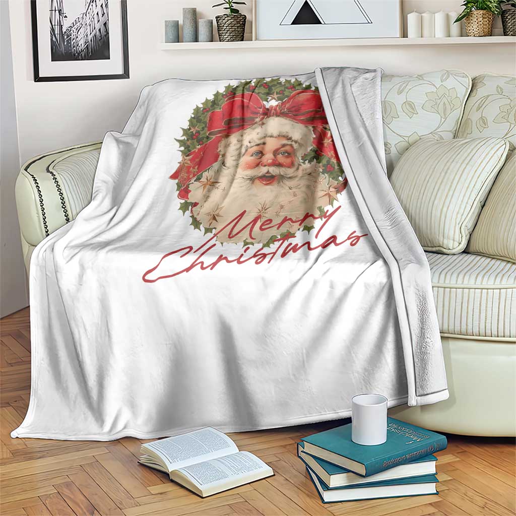 Merry Christmas Vintage Retro Santa Claus Coquette Throw Blanket - Wonder Print Shop