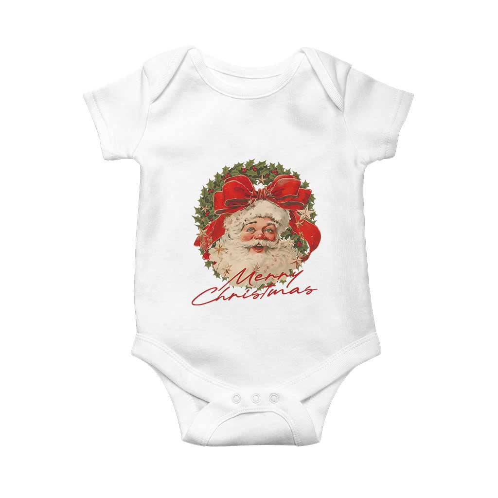 Merry Christmas Vintage Retro Santa Claus Coquette Baby Onesie - Wonder Print Shop