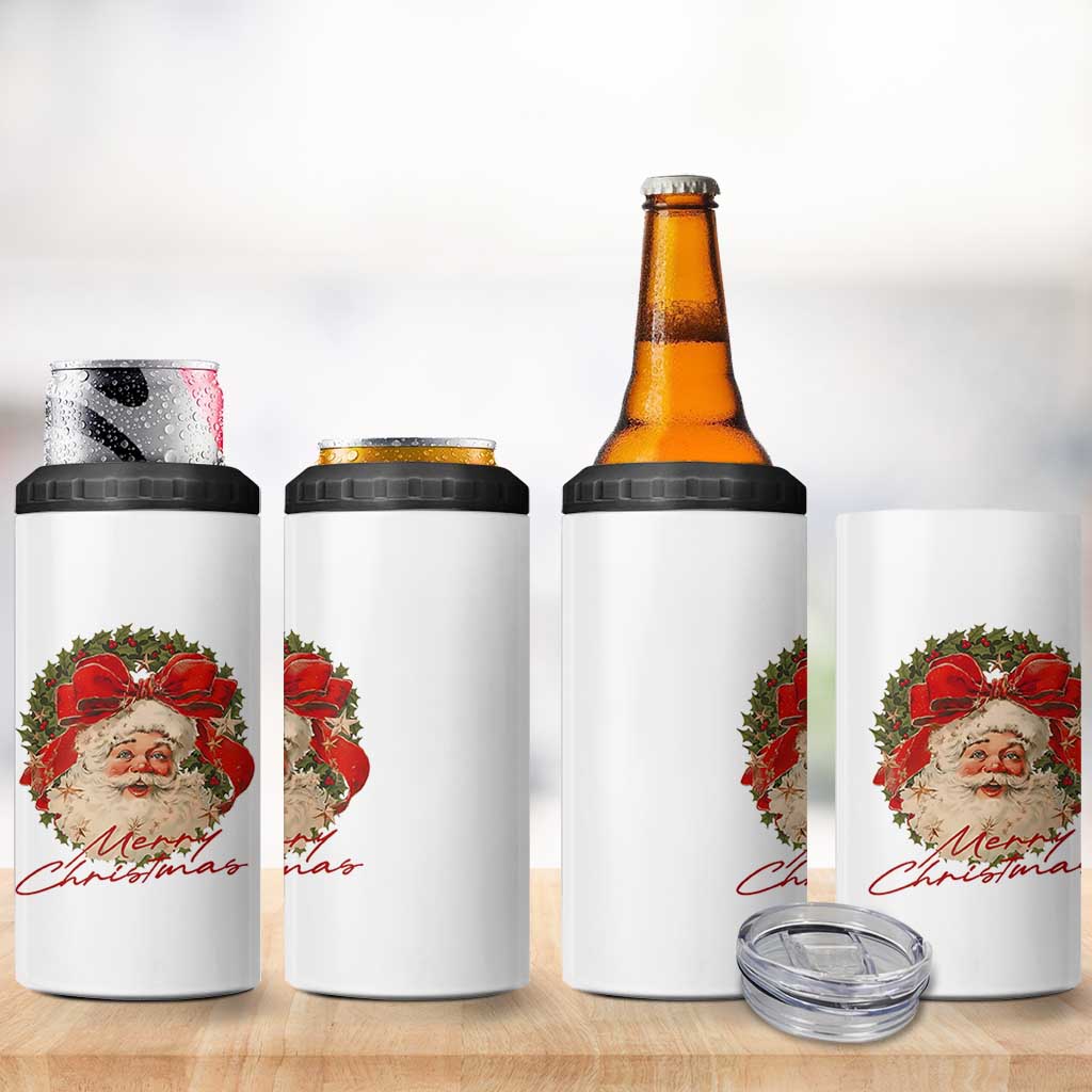 Merry Christmas Vintage Retro Santa Claus Coquette 4 in 1 Can Cooler Tumbler - Wonder Print Shop
