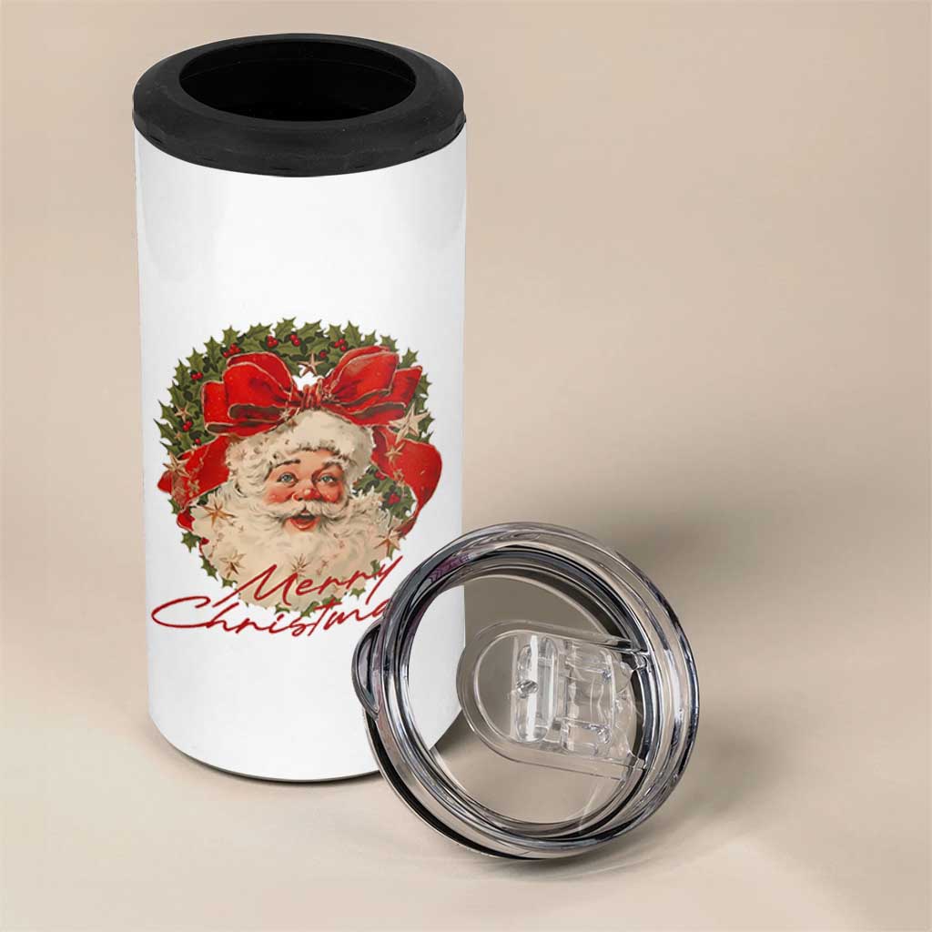 Merry Christmas Vintage Retro Santa Claus Coquette 4 in 1 Can Cooler Tumbler - Wonder Print Shop