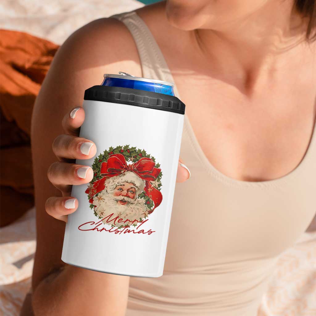 Merry Christmas Vintage Retro Santa Claus Coquette 4 in 1 Can Cooler Tumbler - Wonder Print Shop