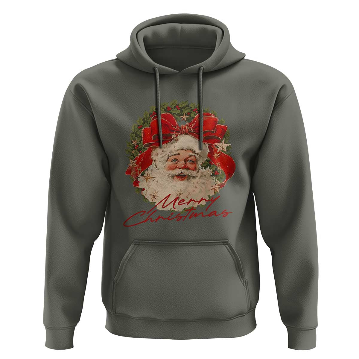 Merry Christmas Vintage Retro Santa Claus Coquette Hoodie - Wonder Print Shop