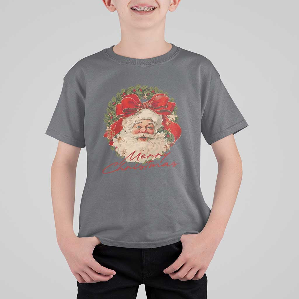 Merry Christmas Vintage Retro Santa Claus Coquette T Shirt For Kid - Wonder Print Shop