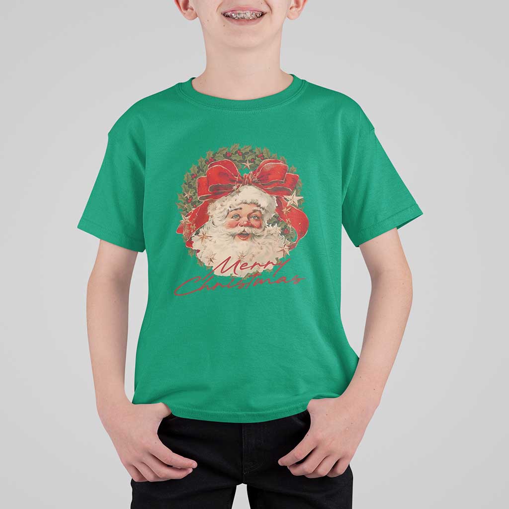 Merry Christmas Vintage Retro Santa Claus Coquette T Shirt For Kid - Wonder Print Shop