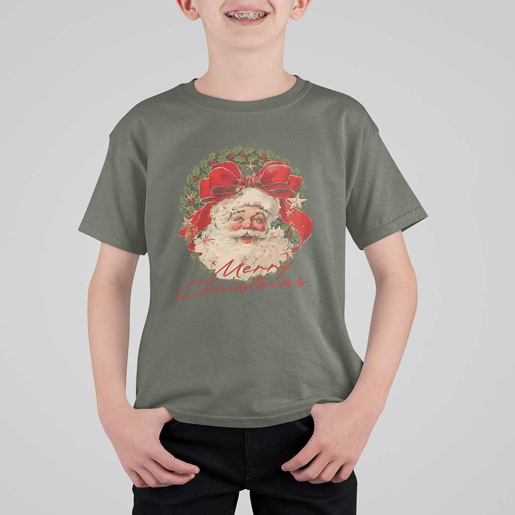 Merry Christmas Vintage Retro Santa Claus Coquette T Shirt For Kid - Wonder Print Shop