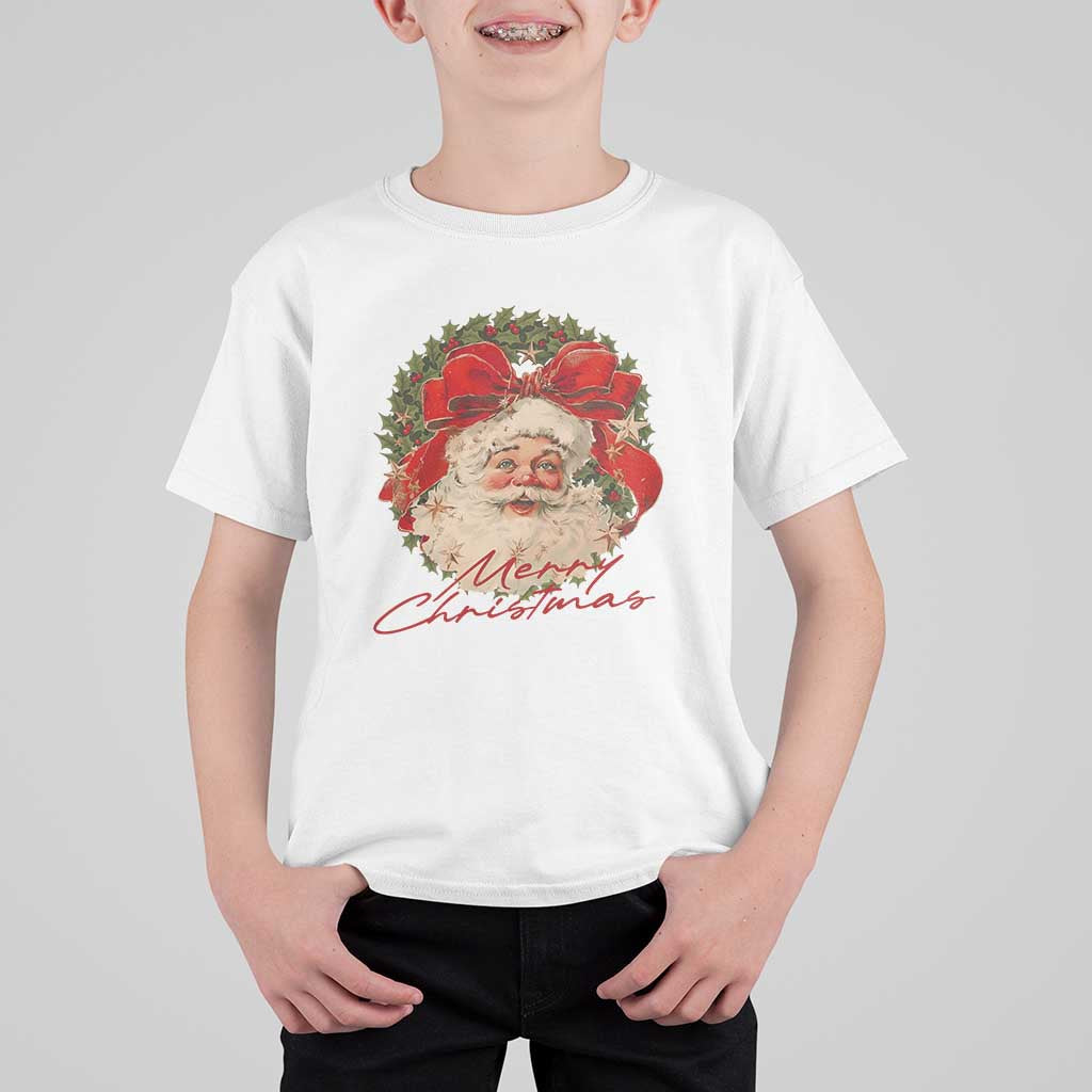 Merry Christmas Vintage Retro Santa Claus Coquette T Shirt For Kid - Wonder Print Shop