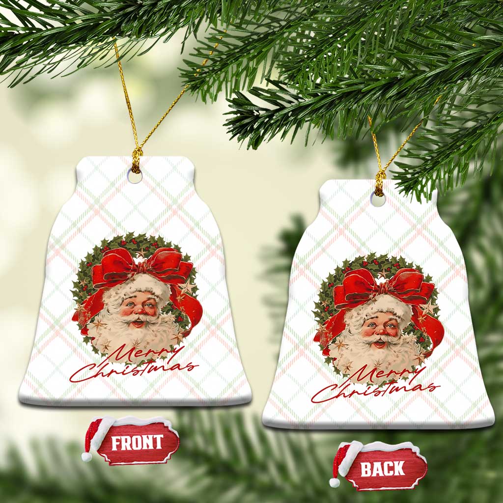 Merry Christmas Vintage Retro Santa Claus Coquette Ceramic Ornament - Wonder Print Shop