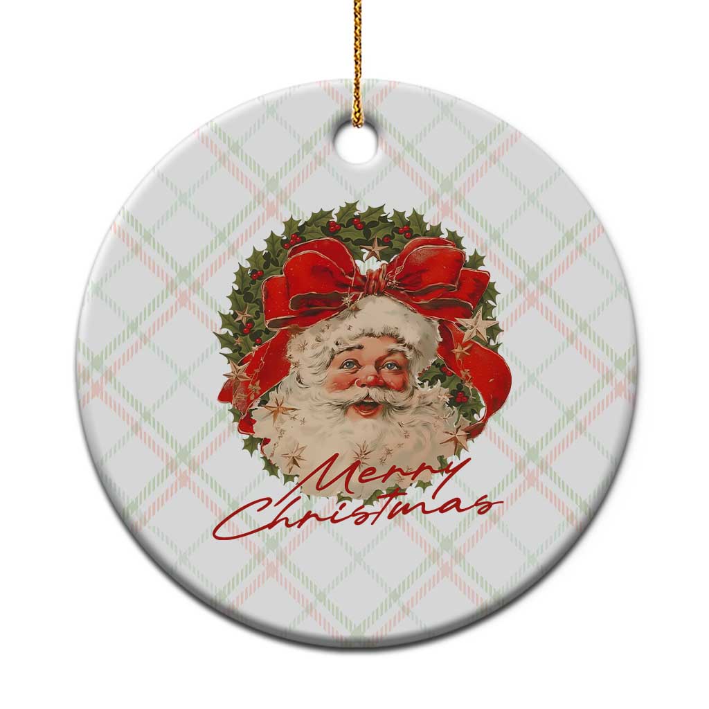 Merry Christmas Vintage Retro Santa Claus Coquette Ceramic Ornament - Wonder Print Shop