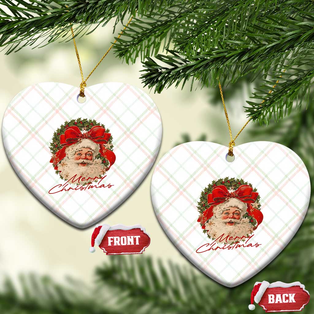 Merry Christmas Vintage Retro Santa Claus Coquette Ceramic Ornament - Wonder Print Shop