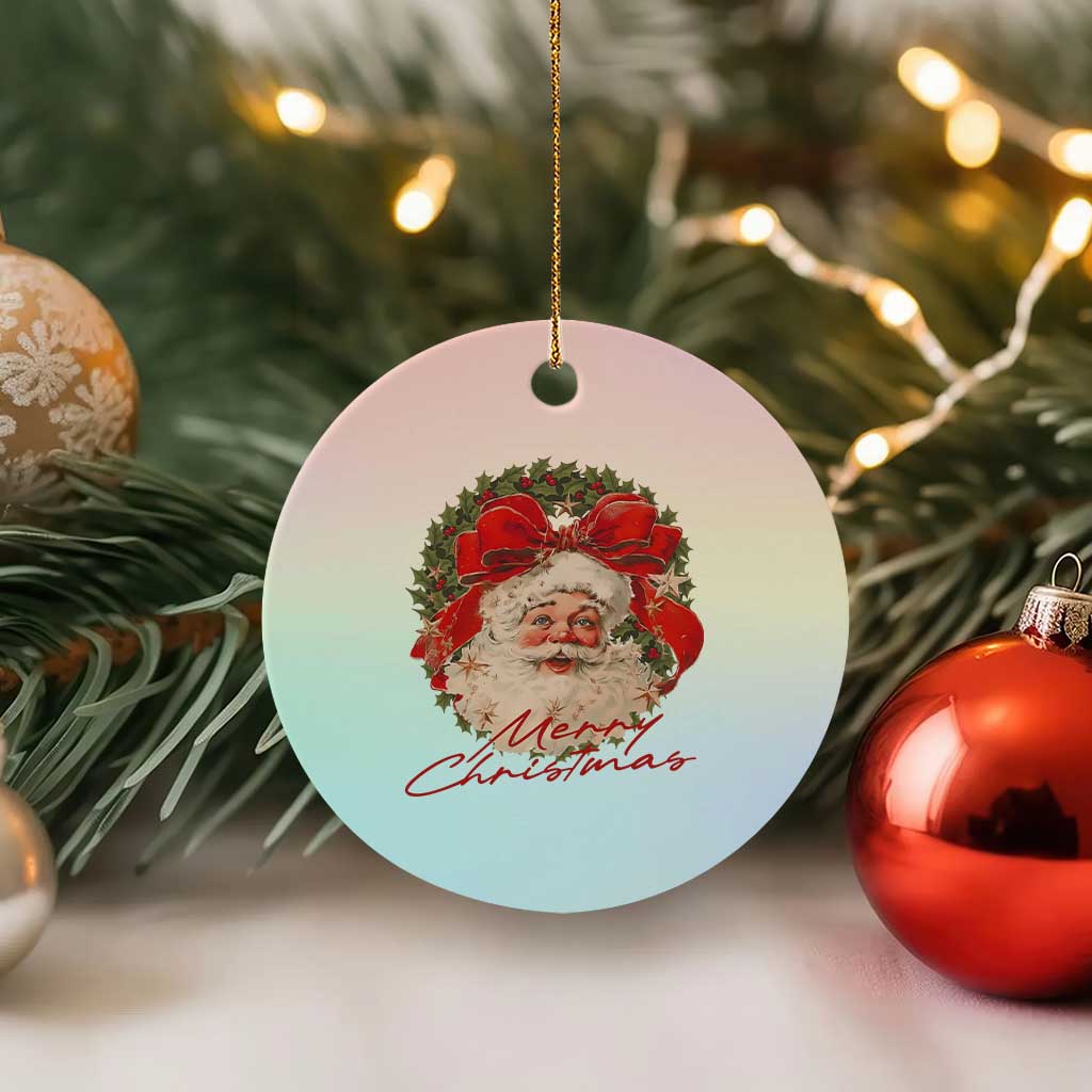 Merry Christmas Vintage Retro Santa Claus Coquette Ceramic Ornament - Wonder Print Shop