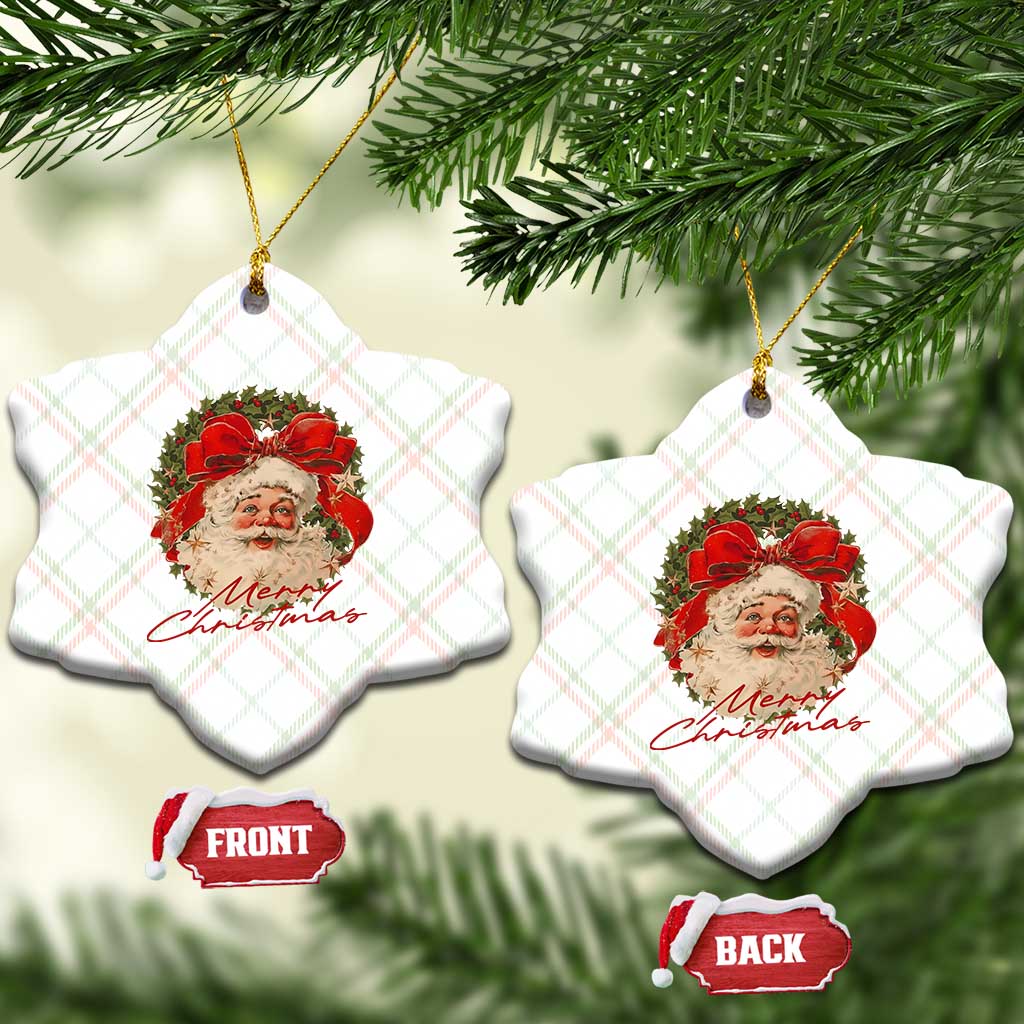 Merry Christmas Vintage Retro Santa Claus Coquette Ceramic Ornament - Wonder Print Shop