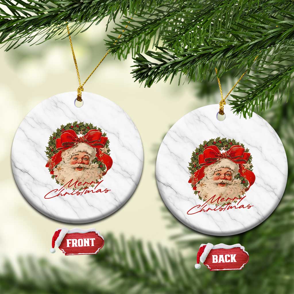 Merry Christmas Vintage Retro Santa Claus Coquette Ceramic Ornament - Wonder Print Shop