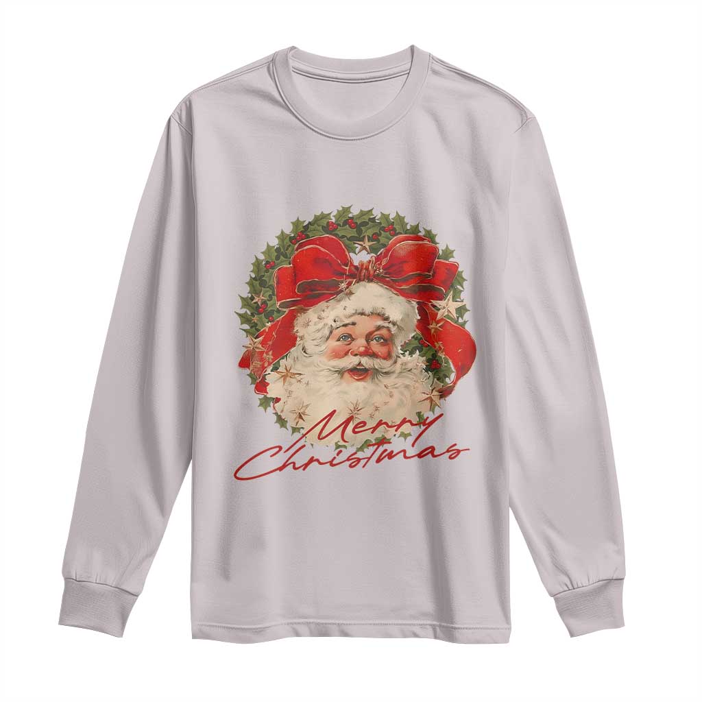 Merry Christmas Vintage Retro Santa Claus Coquette Long Sleeve Shirt - Wonder Print Shop