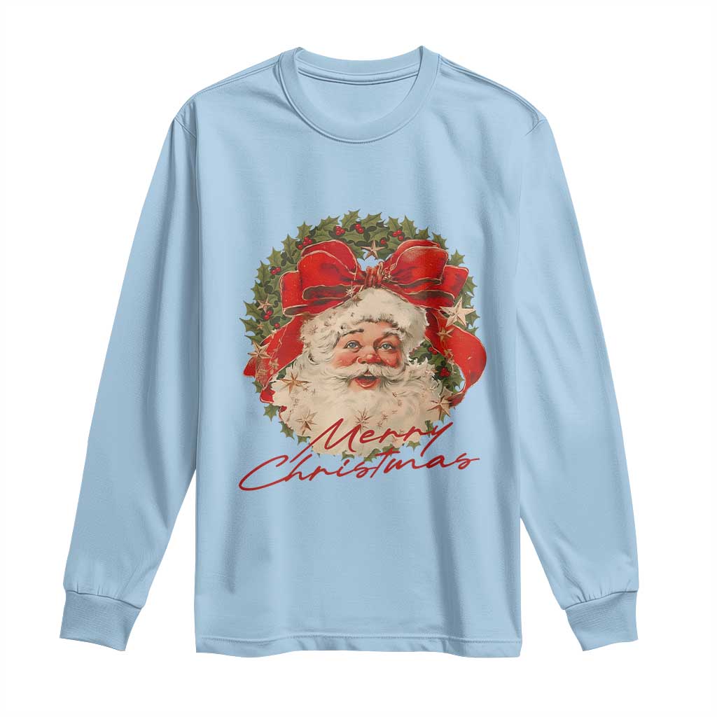 Merry Christmas Vintage Retro Santa Claus Coquette Long Sleeve Shirt - Wonder Print Shop