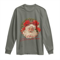 Merry Christmas Vintage Retro Santa Claus Coquette Long Sleeve Shirt - Wonder Print Shop