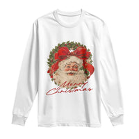 Merry Christmas Vintage Retro Santa Claus Coquette Long Sleeve Shirt - Wonder Print Shop