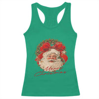 Merry Christmas Vintage Retro Santa Claus Coquette Racerback Tank Top - Wonder Print Shop