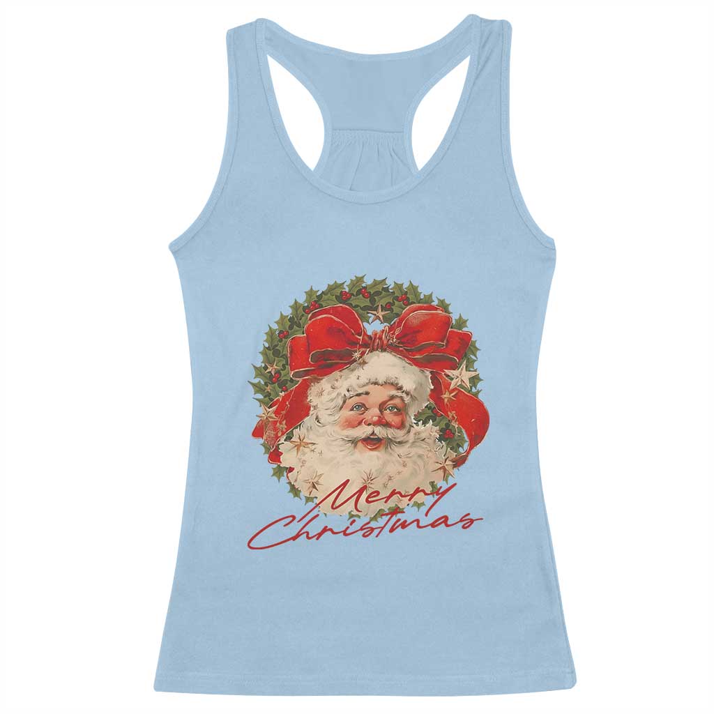 Merry Christmas Vintage Retro Santa Claus Coquette Racerback Tank Top - Wonder Print Shop