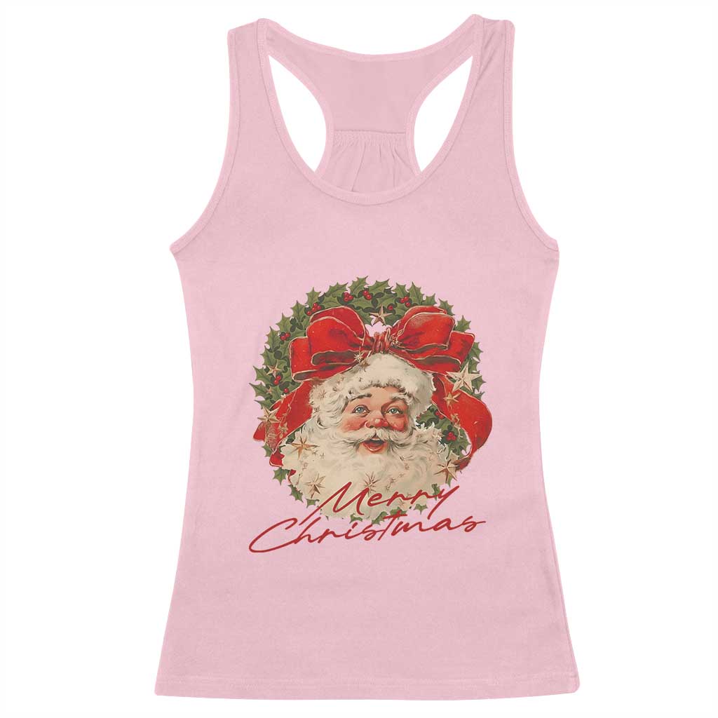 Merry Christmas Vintage Retro Santa Claus Coquette Racerback Tank Top - Wonder Print Shop