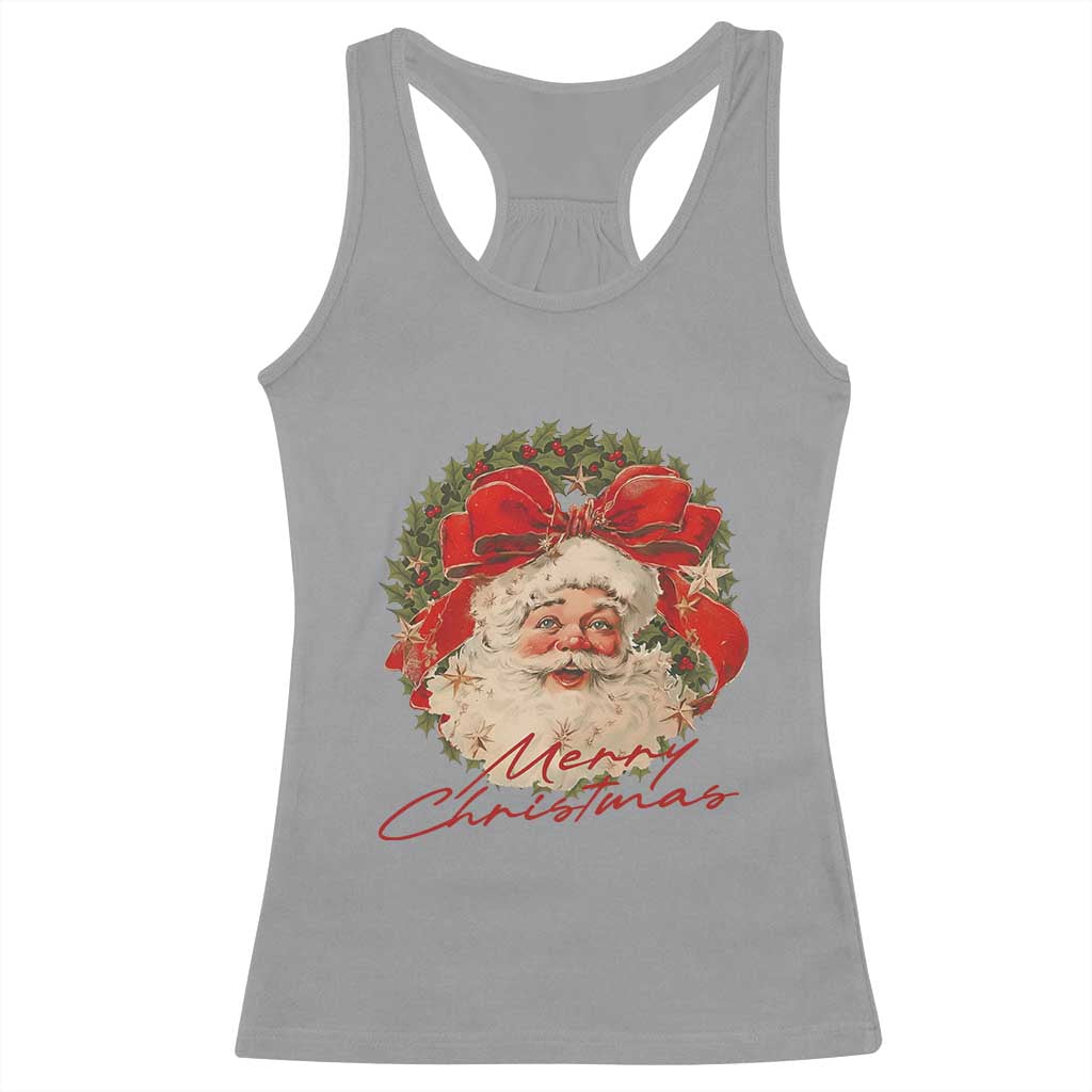 Merry Christmas Vintage Retro Santa Claus Coquette Racerback Tank Top - Wonder Print Shop