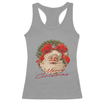 Merry Christmas Vintage Retro Santa Claus Coquette Racerback Tank Top - Wonder Print Shop