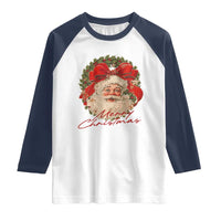 Merry Christmas Vintage Retro Santa Claus Coquette Raglan Shirt - Wonder Print Shop